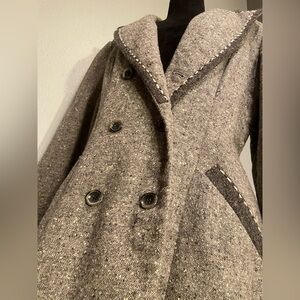 Christian Francis Roth ~ 100% Wool ~ Greyish w/ White ~ Tweed ~ Coat ~ Sz 10 🤍🩶🤍